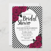 Elegant Roos Black Stripes Gothic Vrijgezellenfees Kaart (Voorkant)