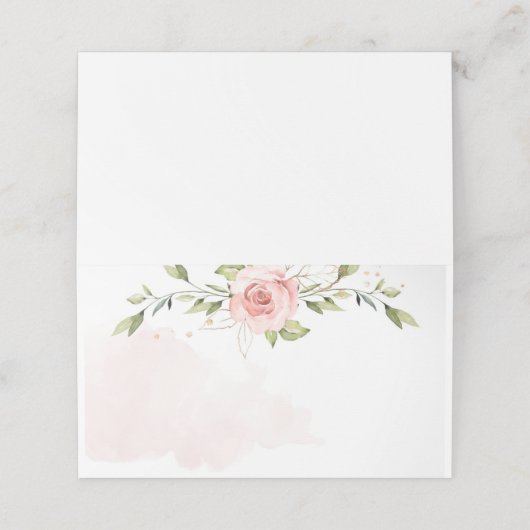 Elegant roos blauw roze baby shower plaatskaartje (Buitenkant ongevouwen)