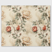 Elegant  Roos Bloem Beige Bloemen Cadeaupapier (Vlak)