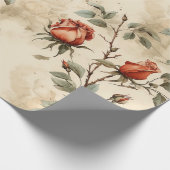 Elegant  Roos Bloem Beige Bloemen Cadeaupapier (Hoek)