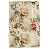 Elegant  Roos Bloem Beige Bloemen Medium Cadeauzakje (Achterkant)