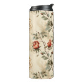 Elegant  Roos Bloem Beige Bloemen Thermosbeker (Gedraaid links)