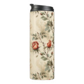 Elegant  Roos Bloem Beige Bloemen Thermosbeker (Geroteerd rechts)