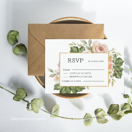 Elegant Roos Bloem Bruiloft RSVP Sjabloon