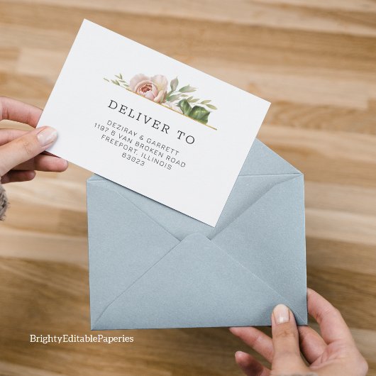 Elegant Roos Bloem Bruiloft RSVP Sjabloon