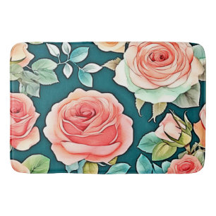 Elegant Roos Bloem Ontwerp Badmat