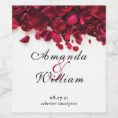 Elegant Roos bloemblaadjes bruiloft Wijn Etiket (Enkel label)