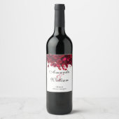 Elegant Roos bloemblaadjes bruiloft Wijn Etiket (Voorkant)