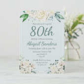 Elegant Roos Bloemen 80ste Verjaardagsfeest Elke l Kaart (Staand voorkant)