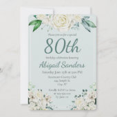Elegant Roos Bloemen 80ste Verjaardagsfeest Elke l Kaart (Voorkant)