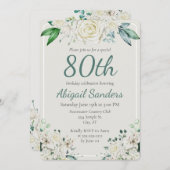 Elegant Roos Bloemen 80ste Verjaardagsfeest Elke l Kaart (Voorkant / Achterkant)