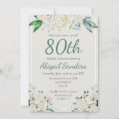 Elegant Roos Bloemen 80ste Verjaardagsfeest Elke l Kaart (Voorkant)