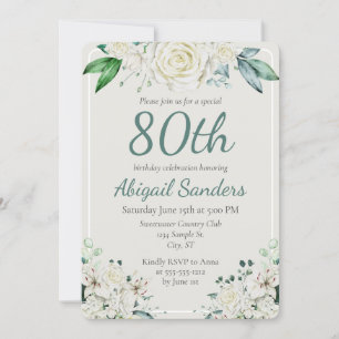 Elegant Roos Bloemen 80ste Verjaardagsfeest Elke l Kaart