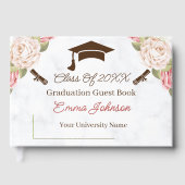 Elegant Roos Bloemen Afstuderen  Gastenboek (Voorkant)