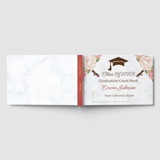 Elegant Roos Bloemen Afstuderen  Gastenboek (Volledig)