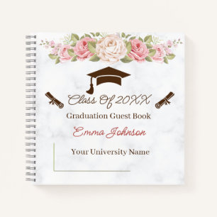 Elegant Roos Bloemen Afstuderen Notitieboek