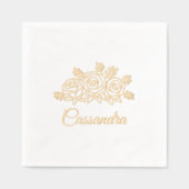 Elegant Roos Bloemen Boeket Aangepaste Naam Folie Servetten (Voorkant)
