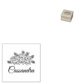 Elegant Roos Bloemen Boeket Custom Naam 1x1 Rubberstempel (Gestempeld)