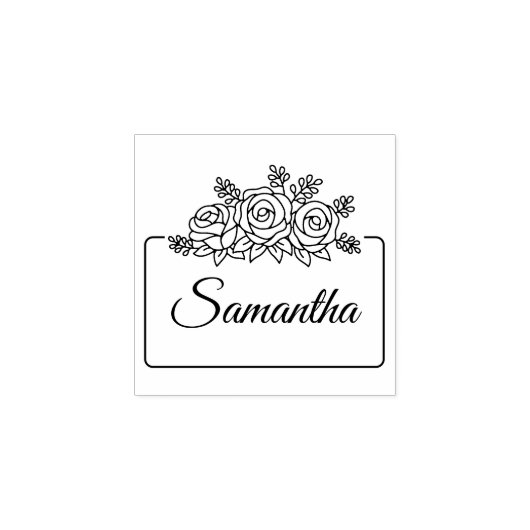 Elegant Roos Bloemen Boeket Lijst Aangepaste naam  Rubberstempel (Afrduk)