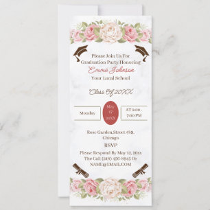 Elegant Roos Bloemen Custom Afstuderen Kaart
