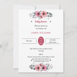 Elegant Roos Bloemen Gepersonaliseerd Baby shower Kaart