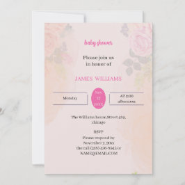 Elegant Roos Bloemen Gepersonaliseerd Baby shower Kaart