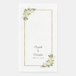 Elegant Roos Bloemen Goud Metallic Bruiloft Wit Servet