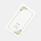 Elegant Roos Bloemen Goud Metallic Bruiloft Wit Servet (Hoek)