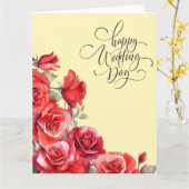Elegant Roos Bloemen trouwdag Gefeliciteerd Kaart (Gele Bloem)