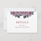 Elegant Roos Bloemen Trouwdetails Behuizing Kaart (Achterkant)