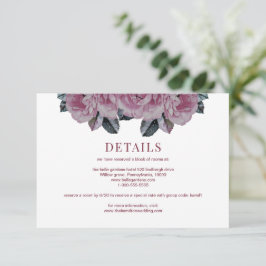 Elegant Roos Bloemen Trouwdetails Behuizing Kaart