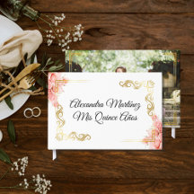 Elegant Roos Bloemen Wit Goud Lijst Quinceañera