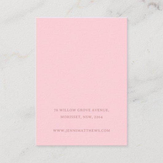 Elegant Roos Bloemen Zalmroze Oorbel Display Visitekaartje (Achterkant)