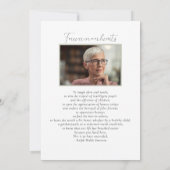 Elegant Roos Bloemenfoto Viering van het Leven Kaart (Achterkant)