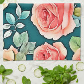 Elegant Roos Bloom Design Theedoek (Gevouwen)