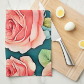 Elegant Roos Bloom Design Theedoek (Quarter Fold)