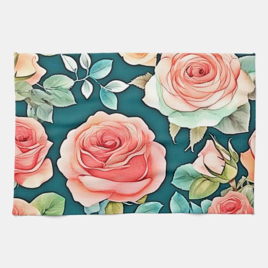 Elegant Roos Bloom Design Theedoek (Horizontaal)