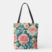 Elegant Roos Bloom Design Tote Bag (Achterkant)