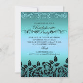 Elegant Roos Blue Bachelorette Party Invitation Kaart (Voorkant)