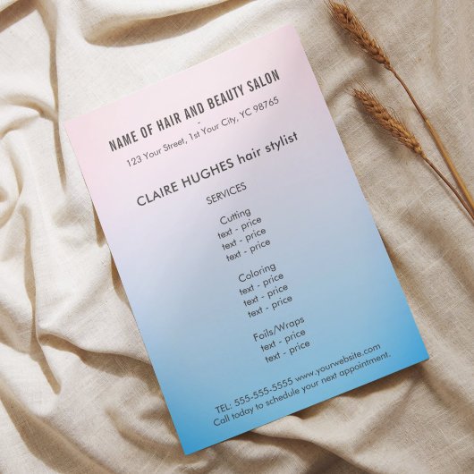 Elegant Roos Blue Gradient Beauty Salon Flyer