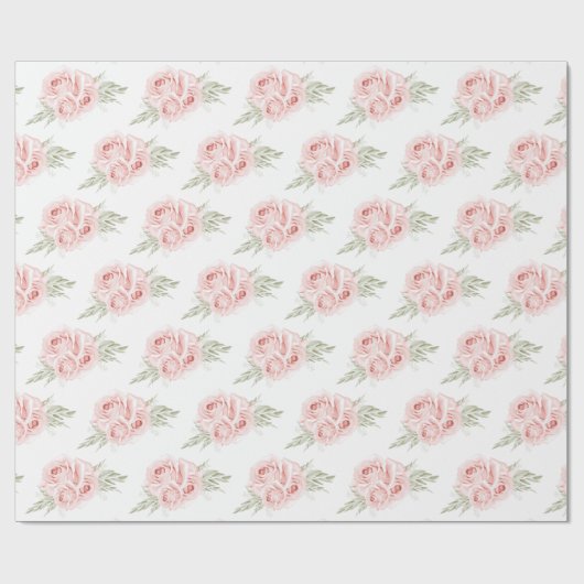 Elegant Roos Blush Pink Floral plakpapier Cadeaupapier (Vlak)