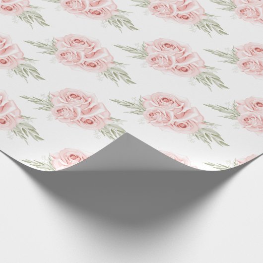 Elegant Roos Blush Pink Floral plakpapier Cadeaupapier (Hoek)