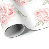 Elegant Roos Blush Pink Floral plakpapier Cadeaupapier (Rol Hoek)