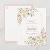 Elegant Roos Blush Pink Floral Rehearings Dinner I Uitnodiging Briefkaart (Voorkant / Achterkant)