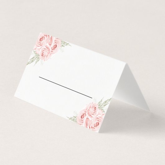 Elegant Roos Blush Pink Floral Wedding Place Card Kaart (Voorkant)