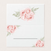 Elegant Roos Blush Pink Floral Wedding Place Card Kaart (Buitenkant ongevouwen)