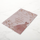 Elegant Roos & Blush Quinceanera Roos Gold Folie Uitnodiging (Gedraaid)