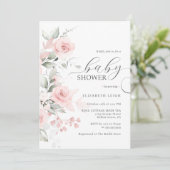 Elegant Roos Blush Roze Baby shower Kaart (Staand voorkant)