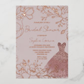 Elegant Roos & Blush Vrijgezellenfeest Roos Gold Folie Uitnodiging (Voorkant)