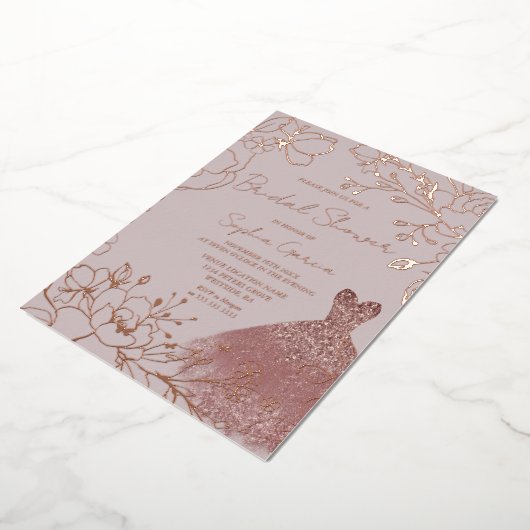 Elegant Roos & Blush Vrijgezellenfeest Roos Gold Folie Uitnodiging (Gedraaid)